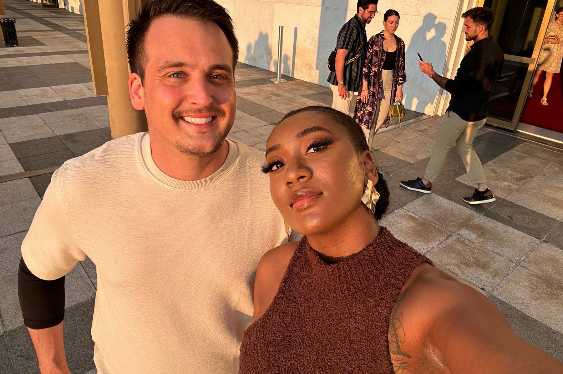 A golden-hour selfie of Marie and Matthew